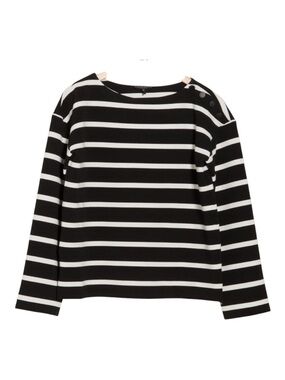 rag & bone Irina Women’s Small Textured Stripe Long Sleeve Top Black & White
